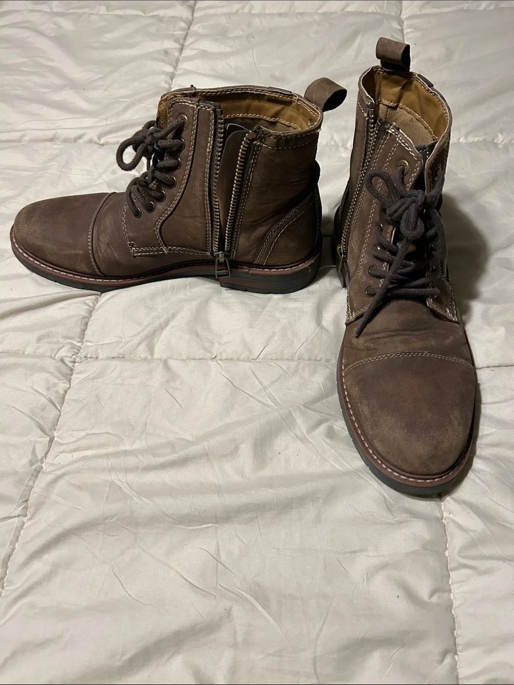 Dockers Men's Dark Brown Lace-Up Side-Zip Leather Boots